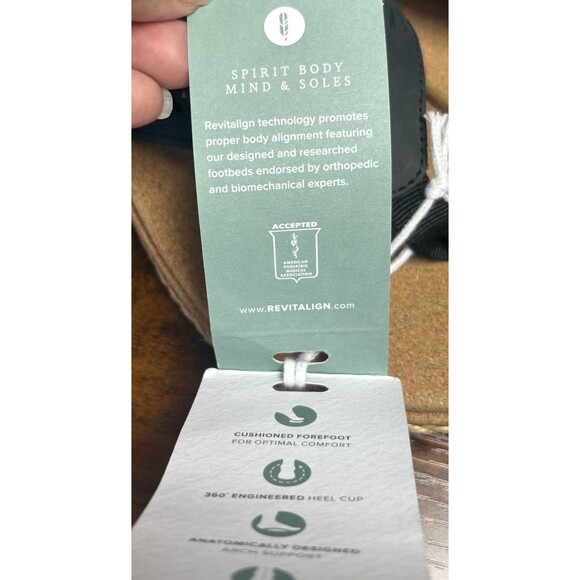 Revitalign Orthotic Leather Wedge Thong Sandals Kate Women’s Size 9B Black Tan - Picture 8 of 10